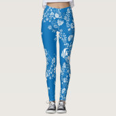 Lebensmuster des blauen weißen Ozeans Leggings (Vorderseite)