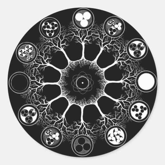 Lebensmuster Mandalas Runder Aufkleber (Vorderseite)