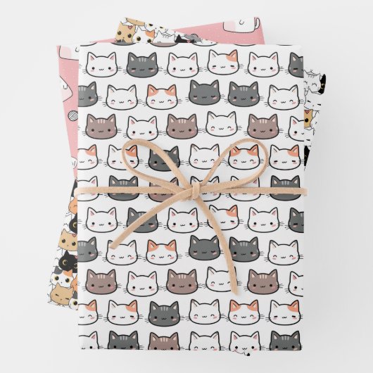Lebensmuster niedlicher Katzen Geschenkpapier Set (Beispiel)