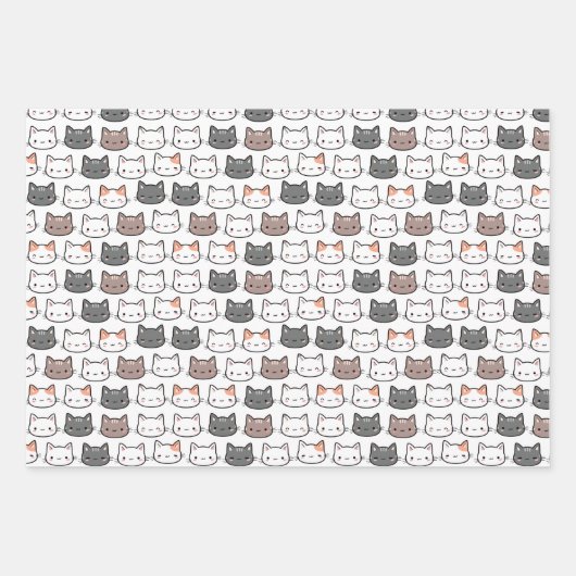 Lebensmuster niedlicher Katzen Geschenkpapier Set (Vorderseite)