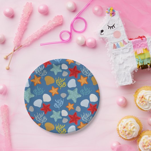 Lebensmuster unter Wasser Pappteller (Party)