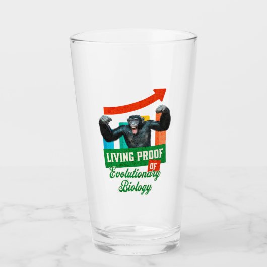 Lebensnachweis der Evolutionsbiologie Funny Chimp Glas (Vorderseite)
