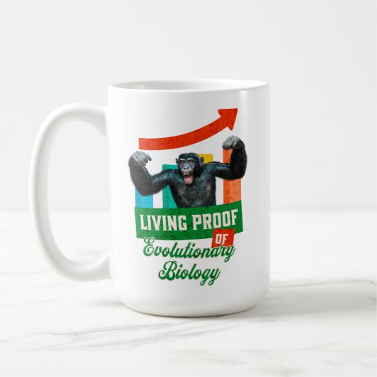 Lebensnachweis der Evolutionsbiologie Funny Chimp Kaffeetasse (Links)
