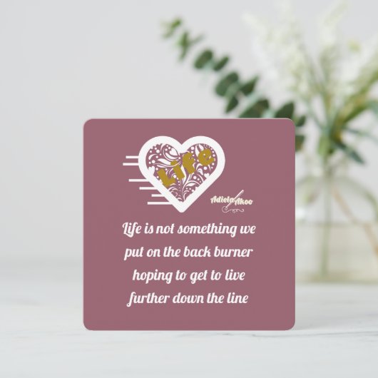 Lebensquotenkarte von Poet Adiela Akoo (Stehend Vorderseite)