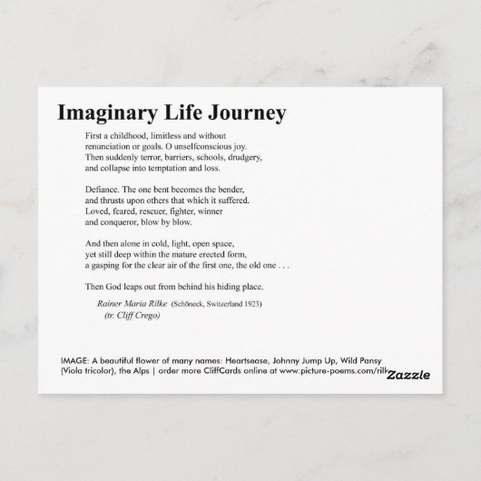 LEBENSREISE POSTKARTE (Rückseite)