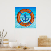 Lebensretter mit Anker- und Seeschiffen oder Yacht Poster (Küche)