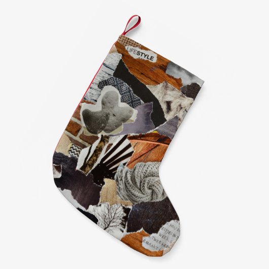 Lebensstil Atmosphärenfarbe grau, braun, schwarz u Kleiner Weihnachtsstrumpf (Vorderansicht (hängend))