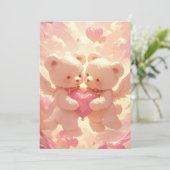 Lebensversprechen: Dreamy Teddy Bar Wedding Invita Einladung (Stehend Vorderseite)