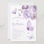 Lebenszeit der Schmetterlinge Blumenbeete Brautpar Einladung (Vorderseite)