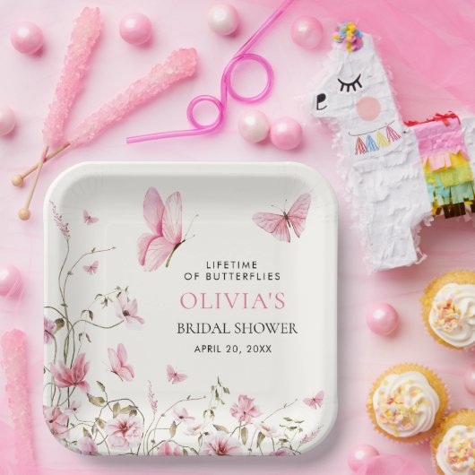 Lebenszeit der Schmetterlinge Blumenbeete Brautpar Pappteller (Party)