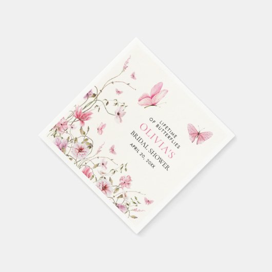 Lebenszeit der Schmetterlinge Blumenbeete Brautpar Serviette (Ecke)