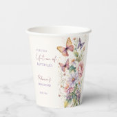 Lebenszeit der Schmetterlinge, blumengeschmücktes Pappbecher (Rückseite)