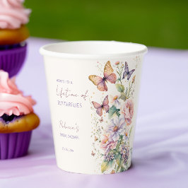 Lebenszeit der Schmetterlinge, blumengeschmücktes Pappbecher