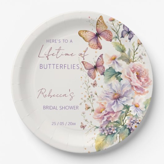 Lebenszeit der Schmetterlinge, blumengeschmücktes  Pappteller (Vorderseite)