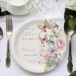 Lebenszeit der Schmetterlinge, blumengeschmücktes  Pappteller<br><div class="desc">Lebenszeit der Schmetterlinge Verzauberte Vintage Gartenpastellschmetterlinge und Blume Schmetterling Brautparty Vorlage Party Teller,  englische Gartenboho Blume lilac pastellrosa Frühling Brautparty personalisiert Geschirr Tischdekoration</div>
