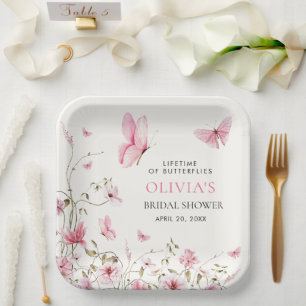 Lebenszeit der Schmetterlinge Florale Hochzeitsdus Pappteller