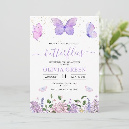 Lebenszeit der Schmetterlinge Frühling Brautparty Einladung (Stehend Vorderseite)