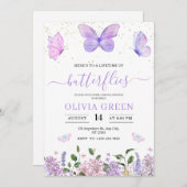 Lebenszeit der Schmetterlinge Frühling Brautparty Einladung (Vorne/Hinten)