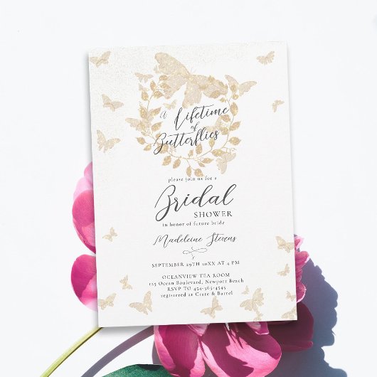 Lebenszeit der Schmetterlinge Gold Garden Brautpar Einladung