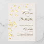 Lebenszeit der Schmetterlinge Gold Garden Brautpar Folieneinladung (Vorderseite)