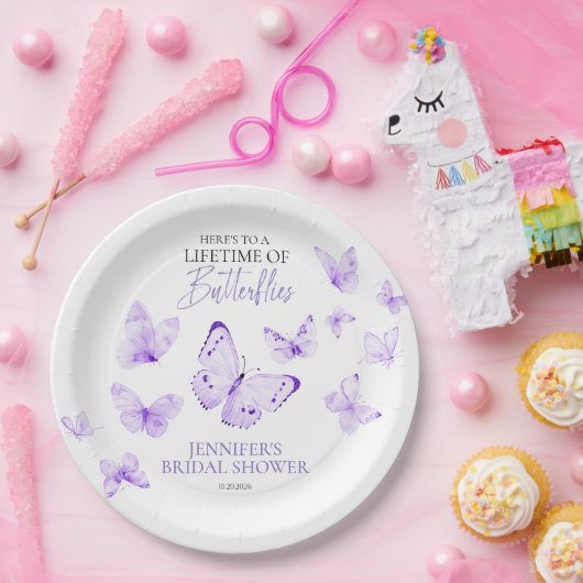 Lebenszeit der Schmetterlinge Lavender Brautparty Pappteller (Party)