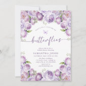 Lebenszeit der Schmetterlinge Lila Brautparty Einladung (Vorderseite)