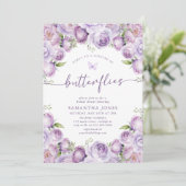 Lebenszeit der Schmetterlinge Lila Brautparty Einladung (Stehend Vorderseite)