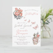 Lebenszeit der Schmetterlinge Tea Brautparty Brunc Einladung (Stehend Vorderseite)