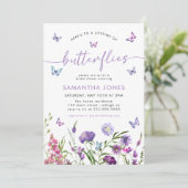 Lebenszeit der Schmetterlinge Wildblumen Brautpart Einladung (Stehend Vorderseite)