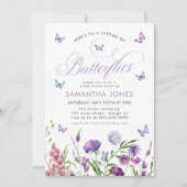 Lebenszeit der Schmetterlinge Wildblumen Brautpart Einladung (Vorderseite)