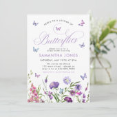 Lebenszeit der Schmetterlinge Wildblumen Brautpart Einladung (Stehend Vorderseite)