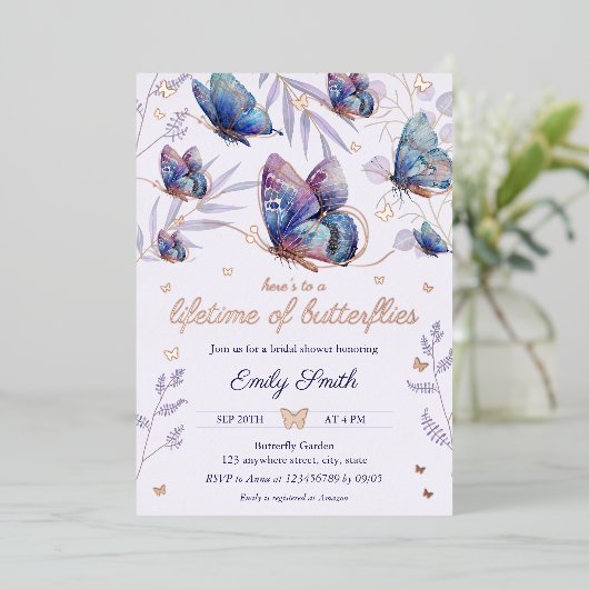 Lebenszeit des Brautparty der Schmetterlinge Folieneinladung (Stehend vorne)