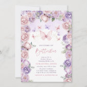 Lebenszeit Schmetterlinge Rosa Lila Brautparty Einladung (Vorderseite)