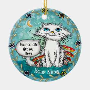 Lebenszerzaustes Katze Keramik Ornament