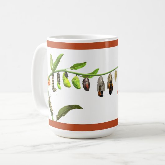 Lebenszyklus eines Monarchfummis Kaffeetasse (Vorderseite Links)