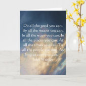 Lebenzitat John Wesleys mit blauer Himmel-Wolken Karte (Gelbe Blume)