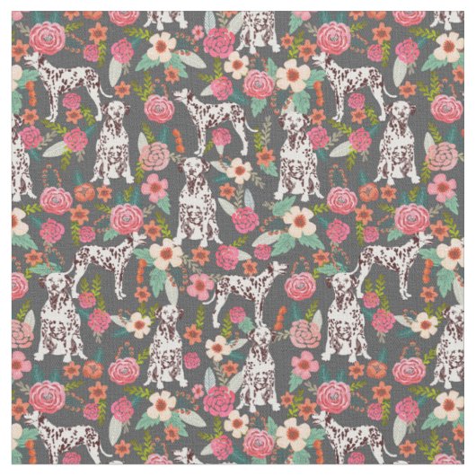 Leber-Dalmatiner-Hund Vintage Blumen Stoff (Nahaufnahme)