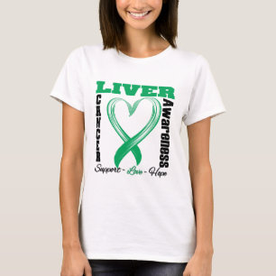 Leber-Krebs-Bewusstsein gebürstetes Herz-Band T-Shirt