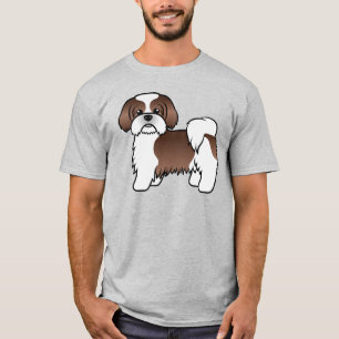 Leber und weißer Shih Tzu süßer Cartoon-Hund T-Shirt