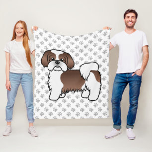 Leber-Weißer Shih Tzu Süßer Cartoon-Hund Fleecedecke
