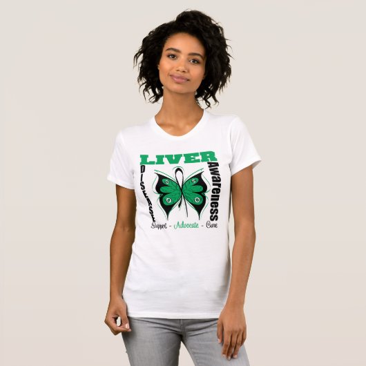 Leberkrankheits-Bewusstseins-Schmetterling T-Shirt (Vorne ganz)