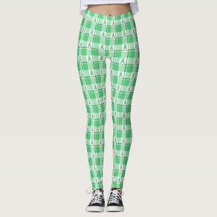 Leberkrebs-Bewusstseins-Kariert-Grünes-Band Leggings