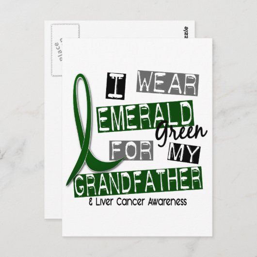 Leberkrebs, den ich trage Smaragd für meinen Großv Postkarte (Vorne/Hinten)