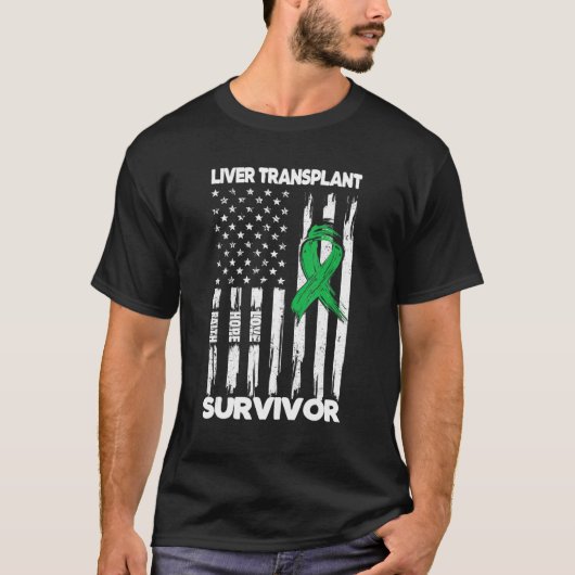 Lebertransplantation Operation US-Flagge Lebertran T-Shirt (Vorderseite)