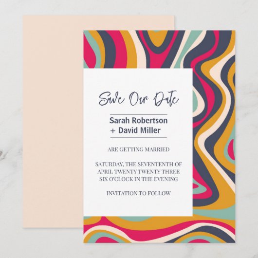 Lebhaft Abstrakt Save the Date Einladung (Vorne/Hinten)