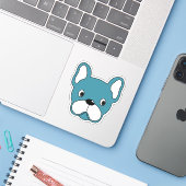 Lebhaft Aquamariner Bulldog 3"x3" Vinyl Sticker (Laptop mit iPhone)