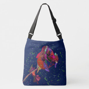 Lebhaft farbige Blume Große Crossbody-Tasche Tragetaschen Mit Langen Trägern