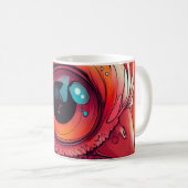 lebhaft farbige Cartoon-Auge eines Vogels oder Pap Kaffeetasse (VorderseiteRechts)
