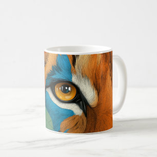 lebhaft gefärbter Tigerauge, umgeben von Stylen Kaffeetasse