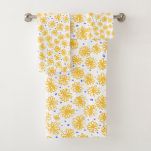 Lebhaft gelbe wunderliche Gänseblümchen-Blumen Badhandtuch Set